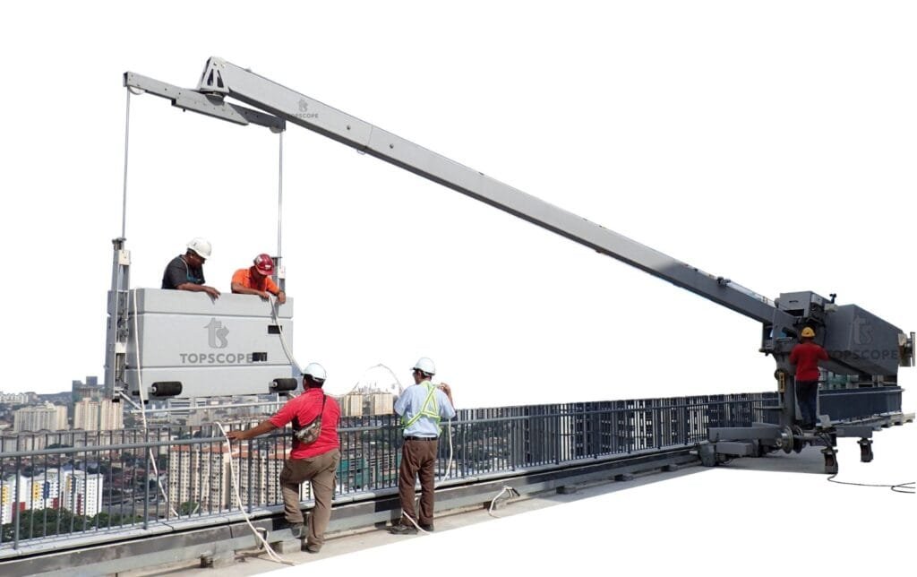 3 Towers in Ampang - Roof Rail-Mounted BMU with Telescopic Jib Arm